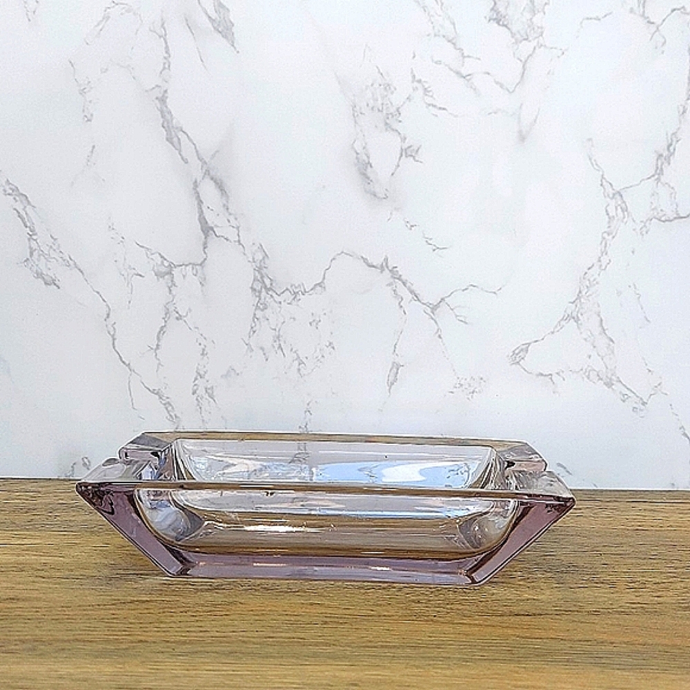 Crystal Ashtray Lavender Gray MCM